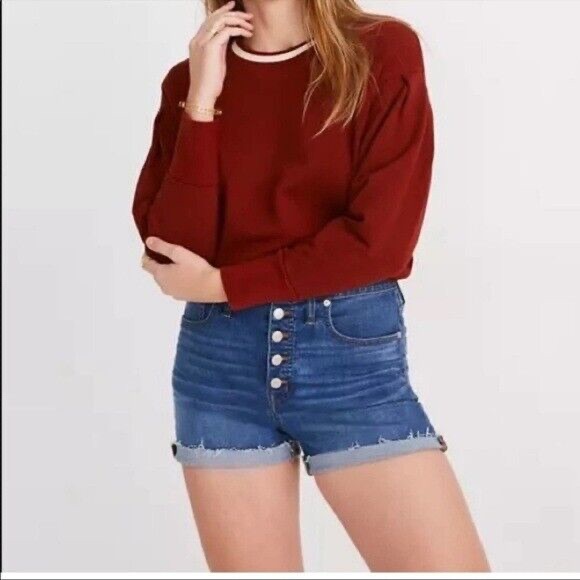 Madewell | High-Rise Denim Shorts in Derby Wash: Button-Front Edition | Size 28 - Picture 2 of 6